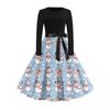Women's Fashionable And Elegant Autmn And Winter Long-sleeved Round Neck Christmas Print Dress