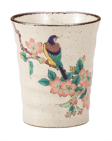 Kutani ware Iwataya Free Cup - Colorful Flower and Bird Design K9-1142