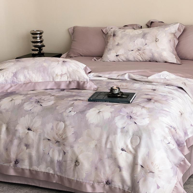 Double-Sided Tencel Summer Quilt Set: 100% Lyocell, Machine Washable, Cool, Thin Blanket