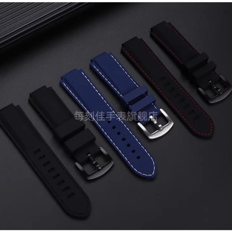 24*16mm Convex Men Silicone Watch Strap for TIMEX Tidal T2N721 T2N720 TW2T76500 2T76300 Blue Sports Waterproof Rubber Watchband