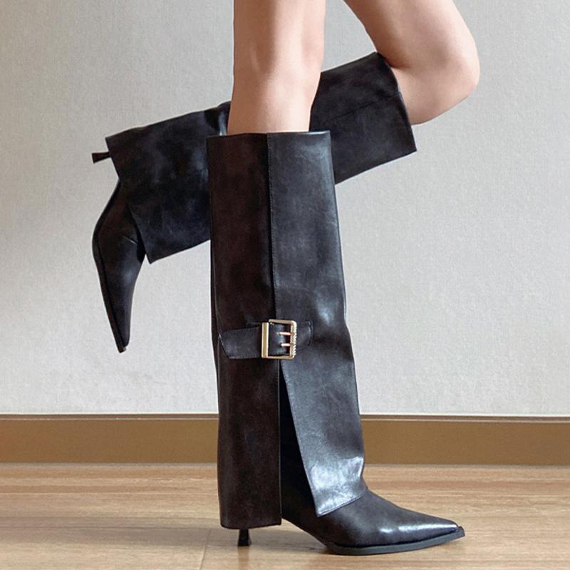 Fashion High Heels Women High Boots Pointed Toe Sexy Knee High Shoes Fashion Dress Luxury Woman Boots 2025 New Winter Pumps Mujer Botas