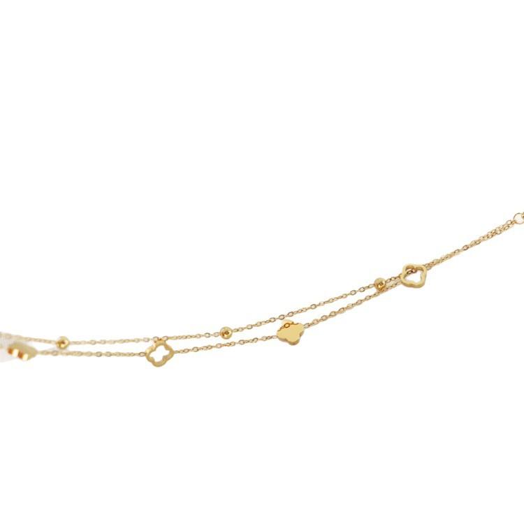 Double-layer Four-leaf Clover Titanium Steel Bracelet for Women Fashionable Versatile Exquisite High-end Jewelry Colorfast