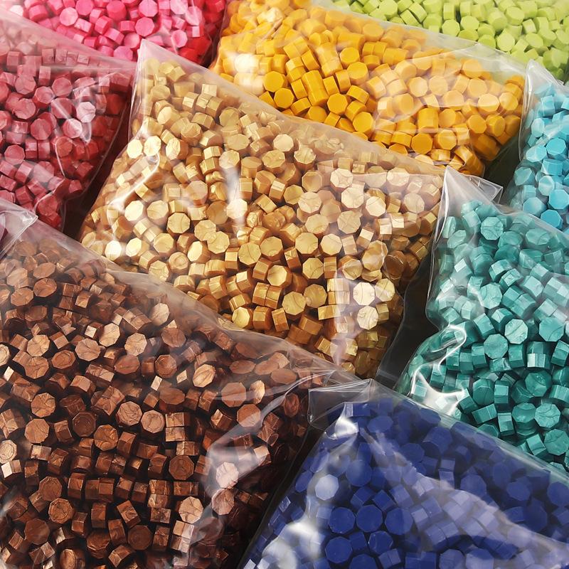 500g Bags of Octagonal Fire Paint Seal Wax Particles Student Handmade DIY Envelope Seal Pearlescent Color Retro Wax