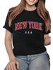 New York Graphic Print TShirt For Women Casual Short Sleeve Tee 1 Pcs 100% Heav