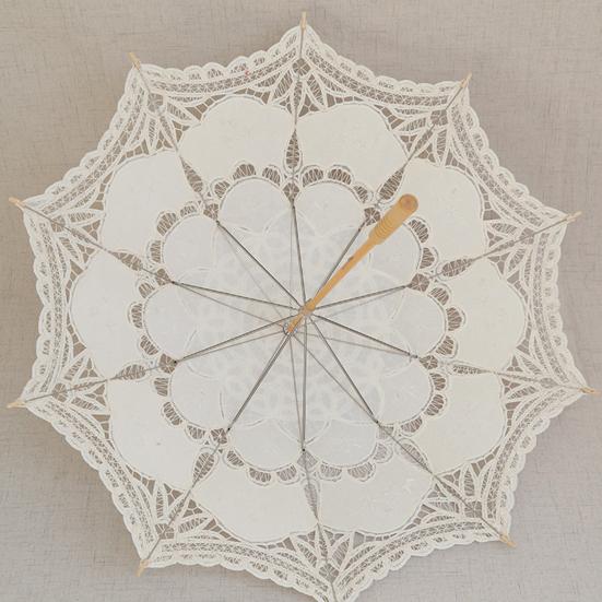 Exquisite Umbrella Multi-use Cotton Lace Flower Pattern Visual Effect Sunshade for Photography