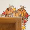 Autumn Pumpkin Door Corner Decoration Maple Pinecone Pumpkin Wooden Door