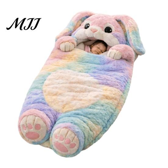 Süße Geburtstagsgeschenke für Babys Plüschhase Umschlag Schlafsack, Schlappohr Hase Schlafsack Kinder, Weiche Atmungsaktive Nachtwäsche Tier Nickerchenmatte