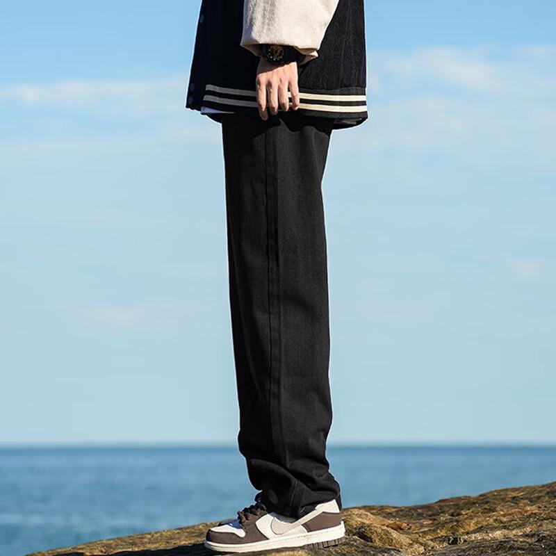Men's Autumn/Winter Loose Fit Straight Leg Fleece-Lined Warm Jeans