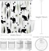 Mid Century Black Cat Shower Curtain for Bathroom Boho Sage Green and Grey Geometric Fabric Shower Curtain  Retro Cute Animal