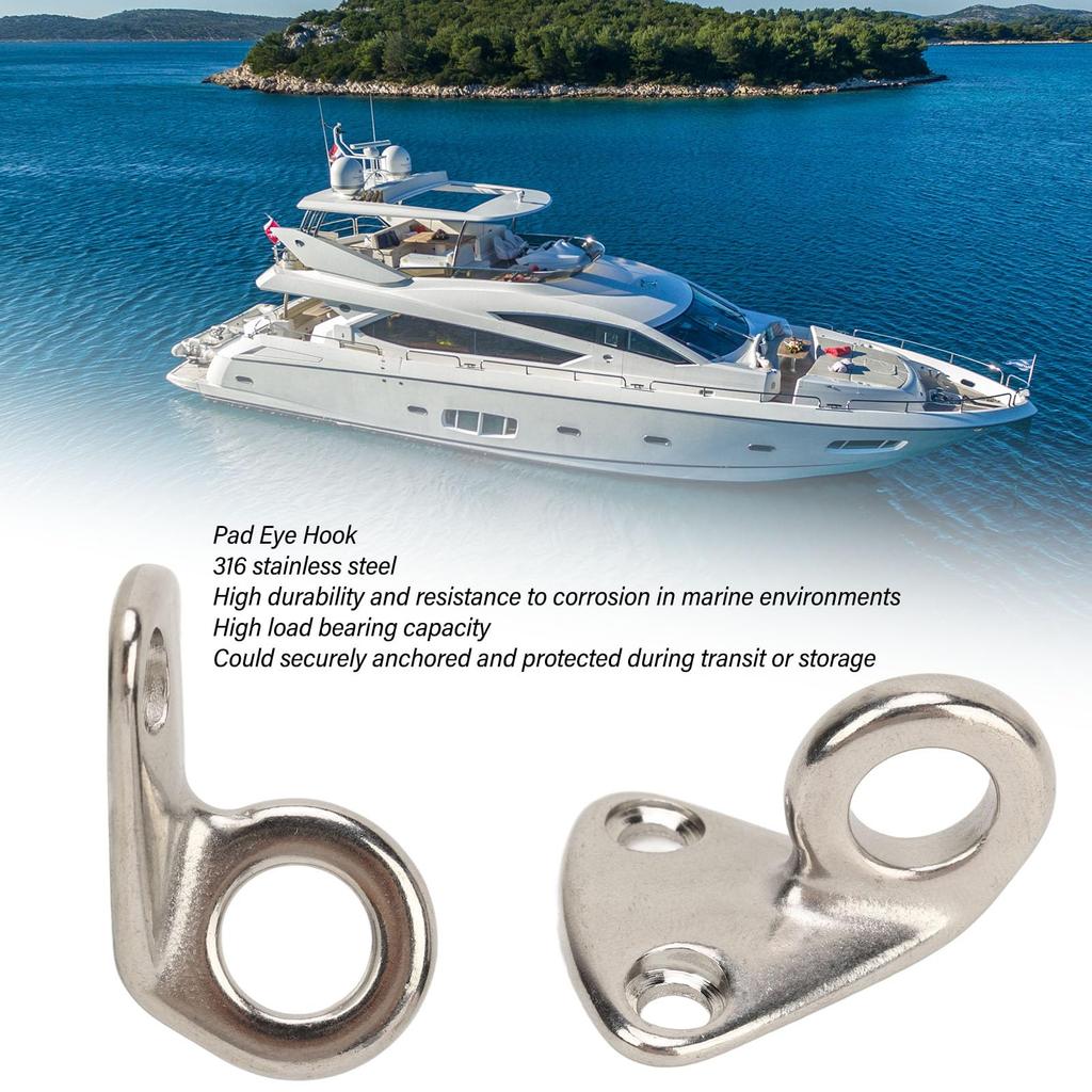 10pcs Marine Pad Eye Fender Hooks 316 Stainless Steel Marine Hanger Hook Fender Hanger Eye Plate Hanging Hook for Ship Boat Trailer