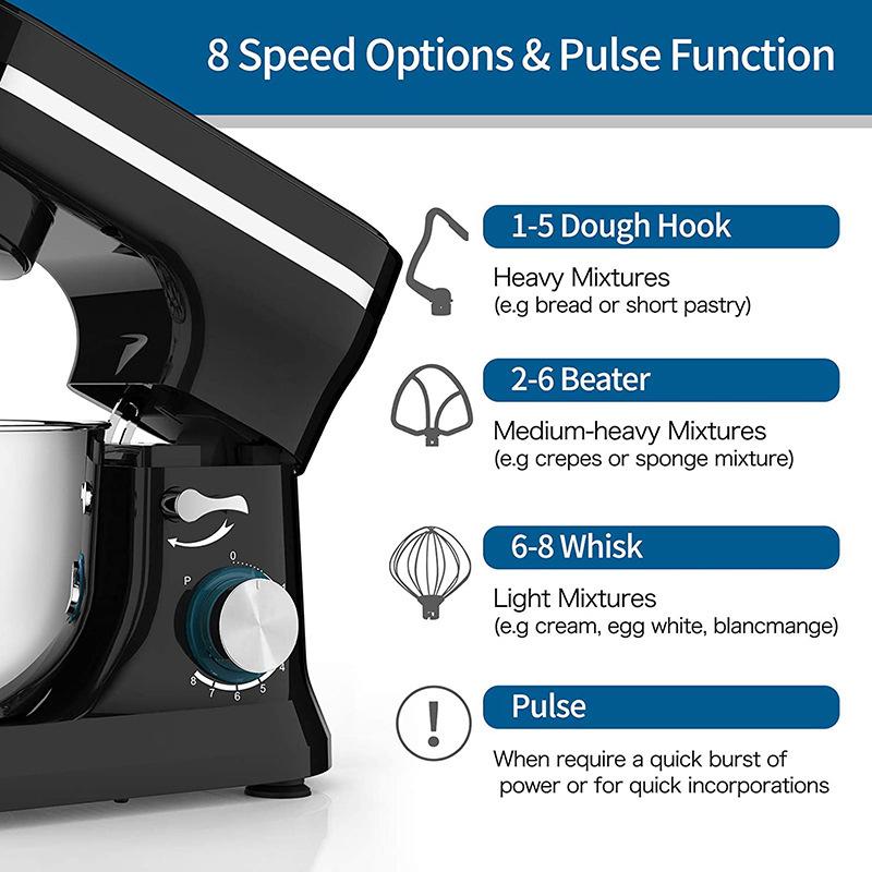 1500W Household Chef Stand Mixer, 5L Capacity Dough Kneading Machine In Stock