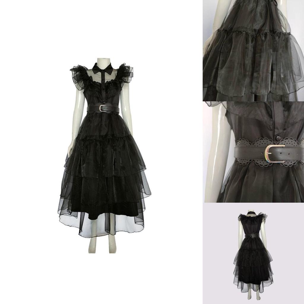 Addams Family Wednesday Costume Anime Ball Women Uniform Outfit Dress Suit