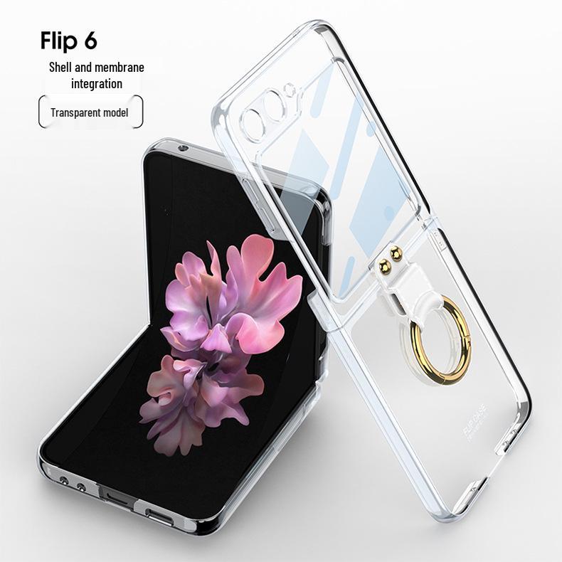 Samsung Z Flip6 Foldable Phone Case with Integrated Ring & Protective Film