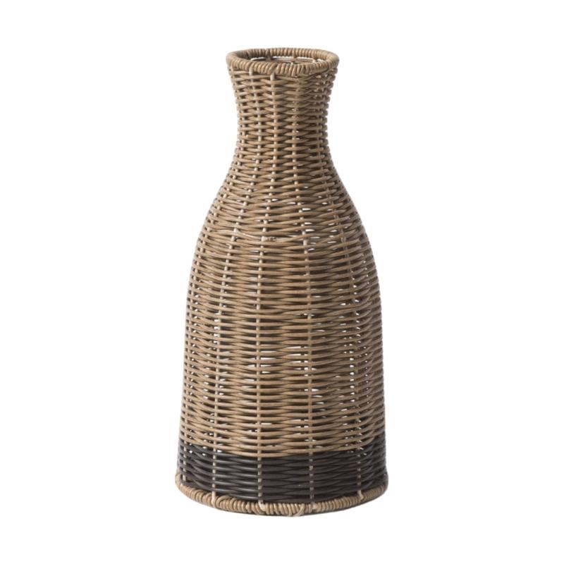 Vintage Faux Rattan Weave Vase Plastic Imitation Rattan Plant Flower Holder Container for Home and Office Desktop Decors 1