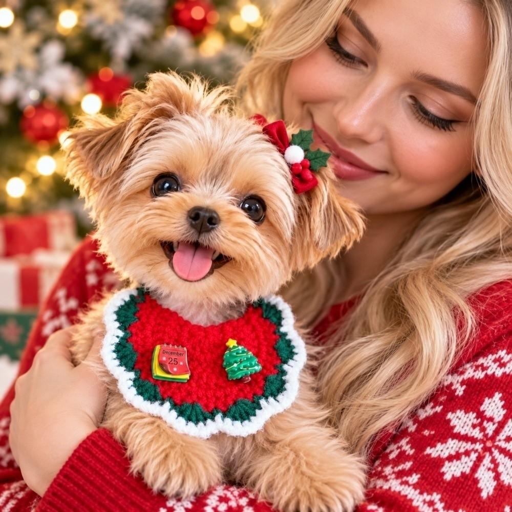 Santa Badge Pet Santa Scarf Crochet Pattern .Knit Kitten Bandana Christmas Cat Bib Cat Lovers
