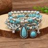 Türkis Schmuck, Damen Armbänder, Böhmische Türkis Retro Perlenarmbänder, Gestapeltes Set Armbänder.