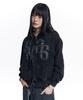 Easy No Easy Washed Leather Patch Zip-Up Hoodie - Black