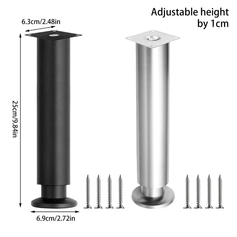 25-26cm Adjustable Telescopic Cabinet Leg Furniture Suport Feet Metal Round Support Foot Kitchen Cabinet Legs Hardware