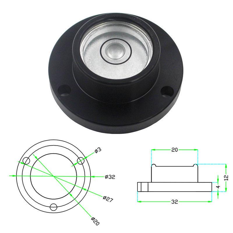HACCURY Round Metal Spirit Level with Base Mounting Holes