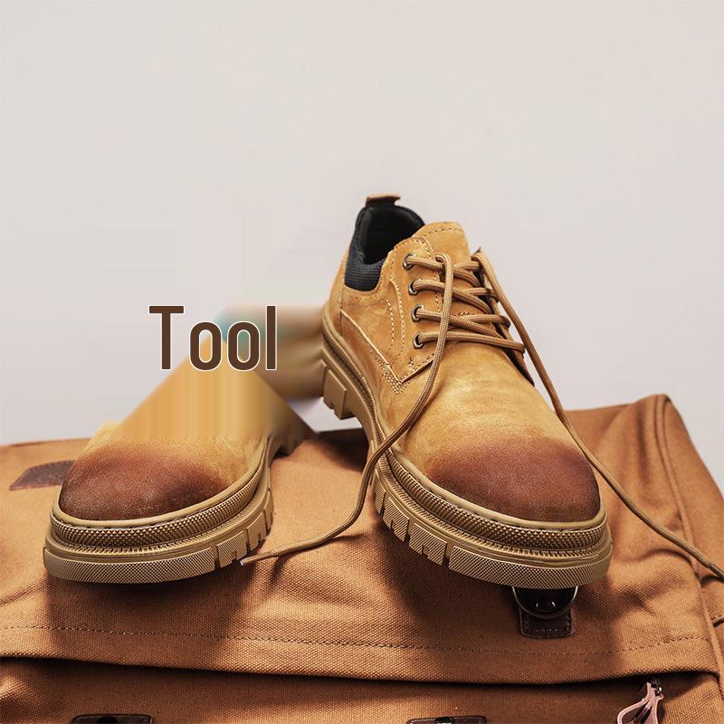 

Men s Trendy Yellow Low-Top Lace-Up Martin Boots - Retro Street Fashion with Thick Soles for Autumn/Winter Work. 44