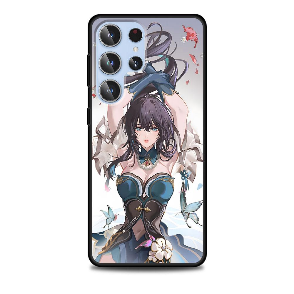Ruan Mei Honkai Star Rail Case for Samsung Galaxy S23 S21 S20 FE S24 S22 Ultra S10 S10e S9 Plus Soft Black TPU Phone Cover