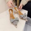 Xibeilove  Summer New Women's Fashion Pointed Transparent PVC Bowknot Rhinestone High Heel Sandals