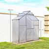 6 X 2.5ft Polycarbonate Greenhouse Walk-In Green House with Rain Gutter, Sliding Door, Window, Foundation, Dark Grey