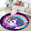 1pc Soft, Absorbent & Non Slip Colorful Hedgehog Playing Games Round Rug Soft Circle Rug for Living Room & Bedroom Decor, Chair Mats, and Un