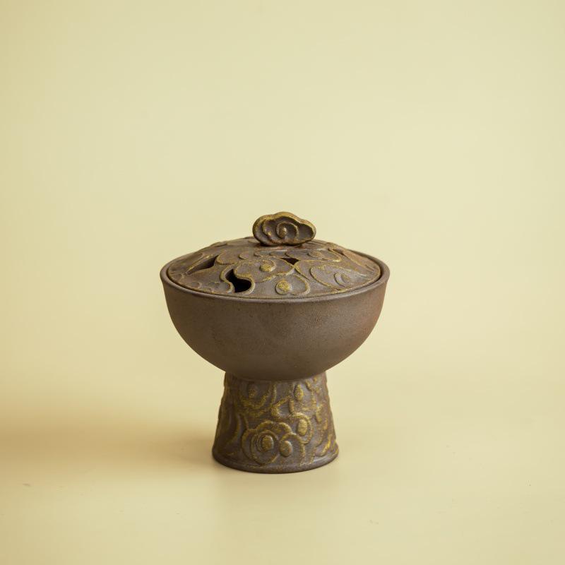 Dunhuang Cloud Pattern Zen-Style Ceramic Incense Burner Ornament