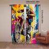2Pcs Dirt Bike Curtain Teens Men Motorcycle Curtain Colorful Curtain Motocross Rider Motorcyclist Curtain Modern Art Room Decor