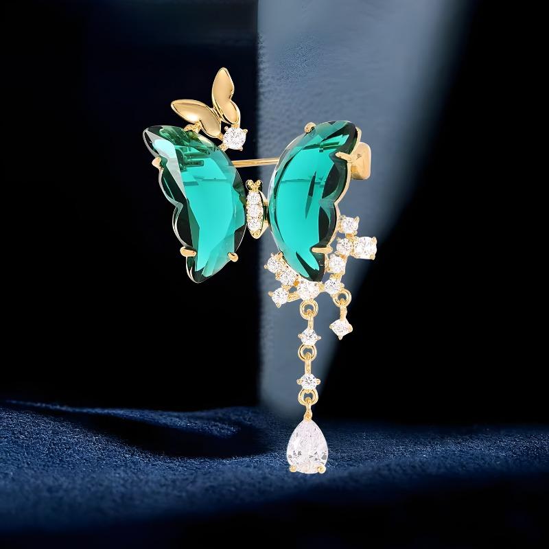 "Elegant Dance Brooch, High-end Women's Exquisite Butterfly Water Drop Tassel Brooch, Niche Design Sense Brooch.