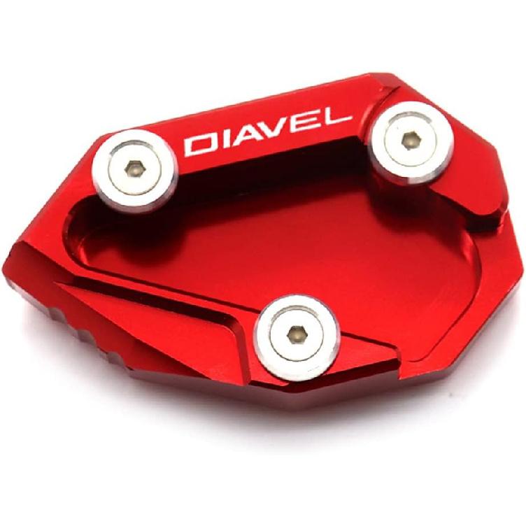 Motorcycle Foot Stand Side Enlarger Kickstand Stand Extension Plate Pad Compatible with Ducati Diavel 1200 2010-2017 (Red)