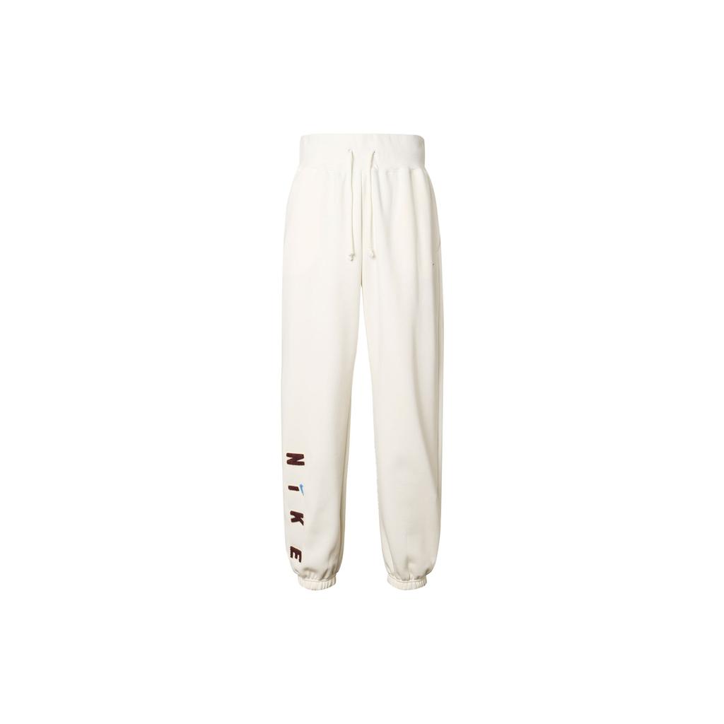 Nike Letter-Tie Cuff Fleece-Lined Casual Knit Joggers Women Bottoms White FV4013-133
