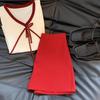 Pantaloni-Fustă Lână A-Line cu Talie Înaltă Coreeni pentru Femei - Anti-Expunere, Petite, Subțietori, Roșu, Toamnă