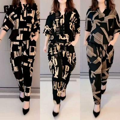 Conjunto Feminino Plus Size para o Verão é Estiloso, Solto e Casual. É um conjunto de duas peças de calças skinny Haren