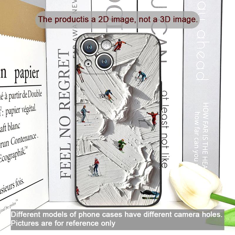 Oil Painting of Snow Scene Skiing Pattern Phone Case for iPhone 17 16 12 11 14 Plus 13 15 Pro Max 12 13 Mini X XS XR Soft Cover