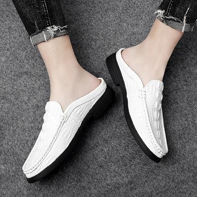 2024 Scarpe Nere Mezze Scarpe da Uomo Scarpe in Pelle Uomo Mules Scarpe Casual Uomo Moda Social Taglia Grande Mocassini Eleganti Scarpe da Passeggio