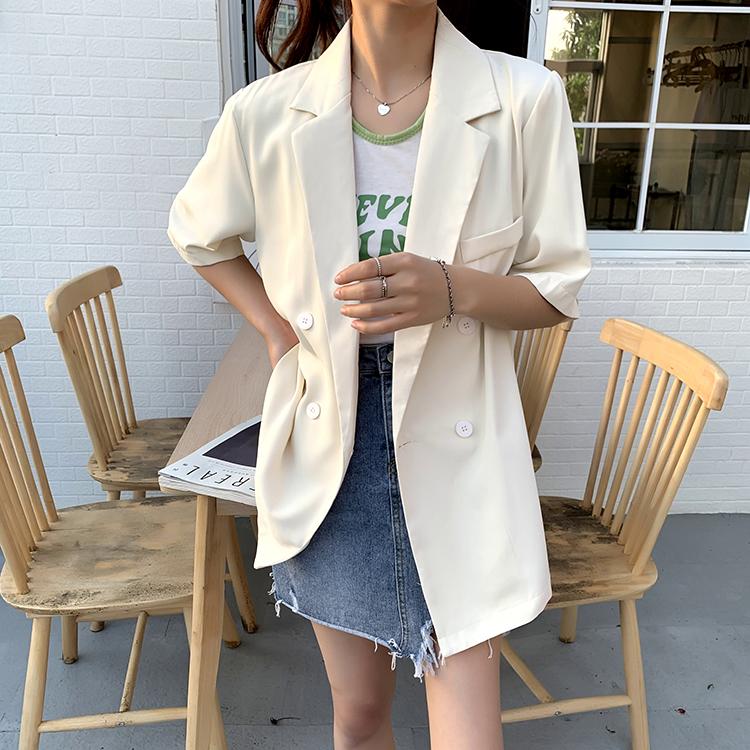 

DIMANAF 2025 Женская весенняя рубашка-блузка с коротким рукавом и пуговицами, модная свободная новая блузка One Size бежевый