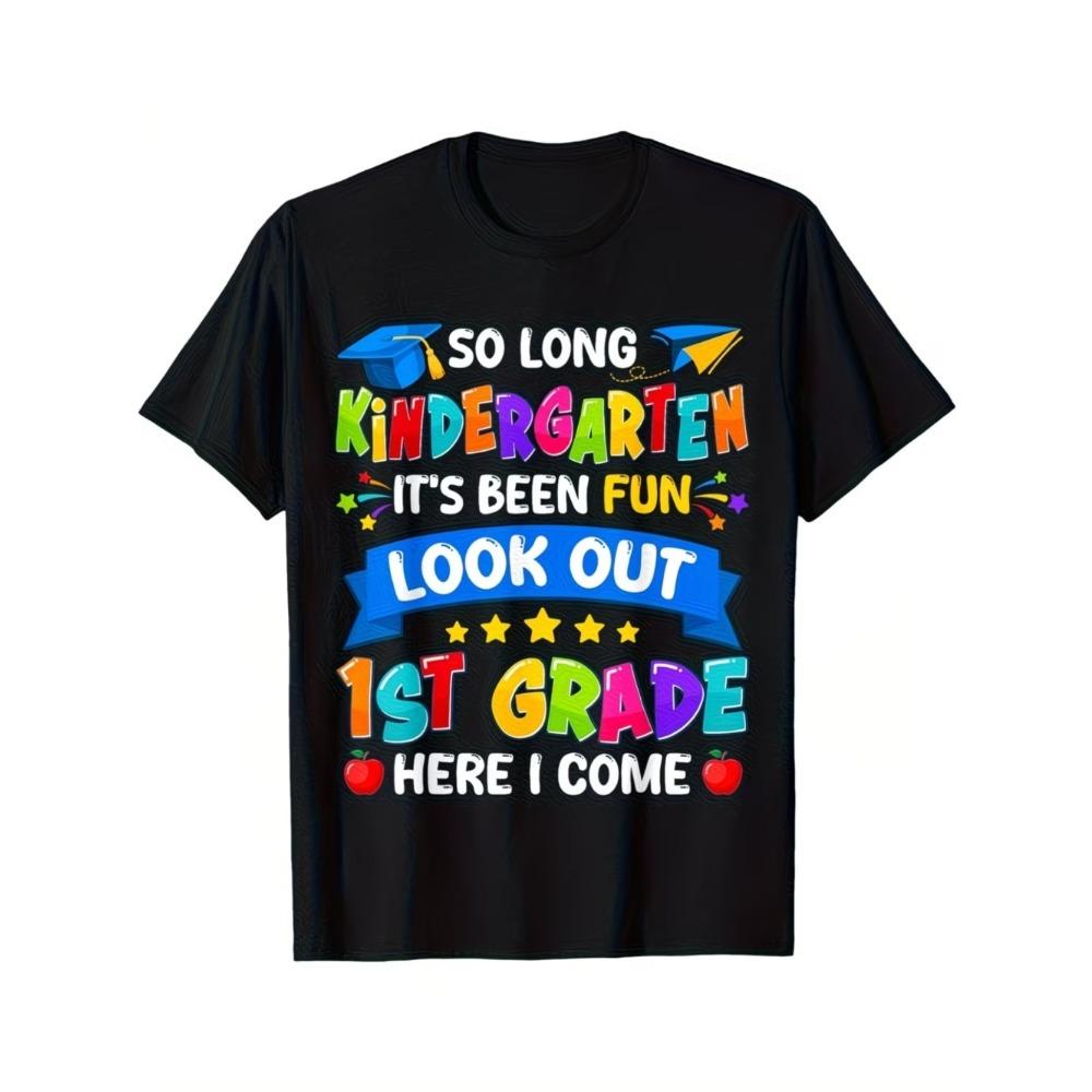 So Long Kindergarten Funny Letter Print Casual Summer Boys Girls Tshirts Cotton Childrens Short Sleeve Fashion Kid Clothes Tees