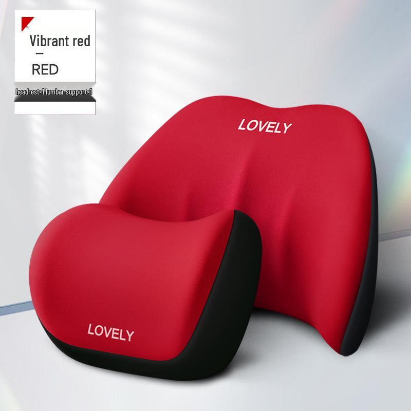 Car Memory Foam Headrest and Lumbar Support Cushion Set