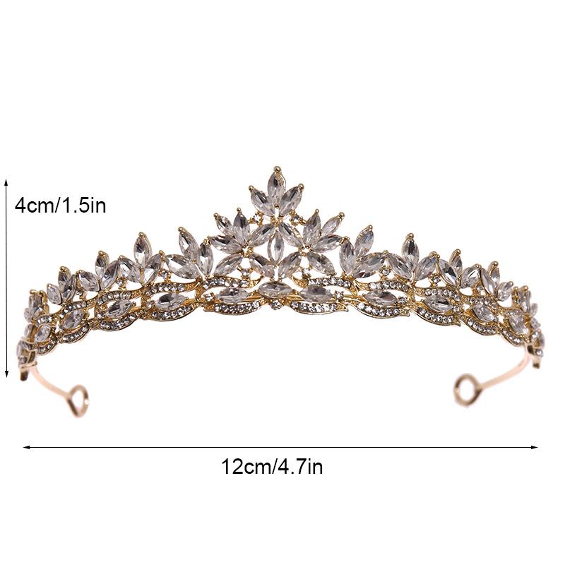 1pc New Simple Bridal Headdress Alloy Rhinestone Leaves Embellished Crown Wedding Hair Accessories Dress Accessories