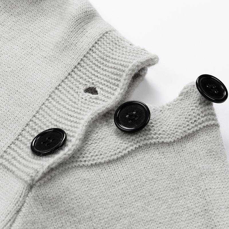Hooded Sweater Men Buttoned Decorative Sweater Men Multi-button Knitted Sweater Jacket Men New Autumn and Winter Sweater