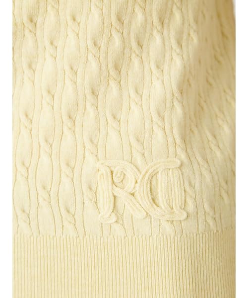 FRAY I.D. Vaskbar Strikket Pullover med Halv Ærme og Kabelmønster FWNT254052 YEL F