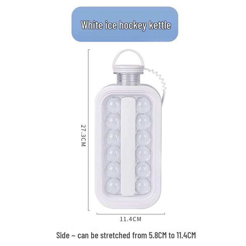 Ice Hockey Kettle: Dual Ice Cube Mold & Storage Box - Silicone Spherical Tray for Home Use