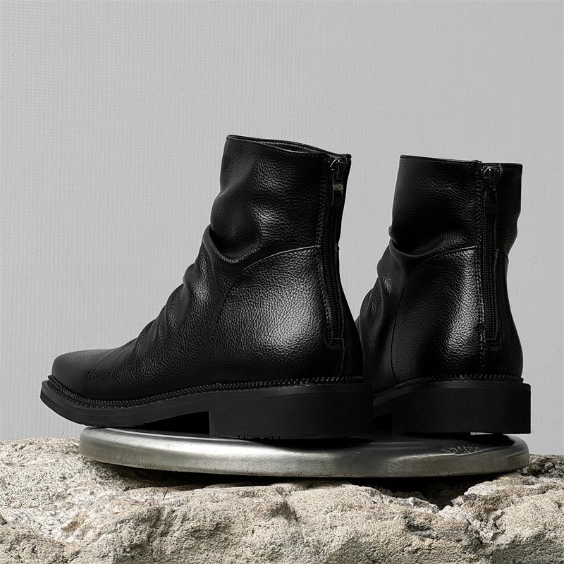 Fashion High Quality Ankle Boots Men Leather Winter Vintage Soft Leather High Top British Style Zipper Wedding Dress Business Mens Boots