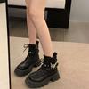 Fashion Lace-up Ankle Boots for Women Punk Style Leather Autumn Winter Combat Booties Sale New Rock Goth Hot Y2k Pu In Woman Short Shoes