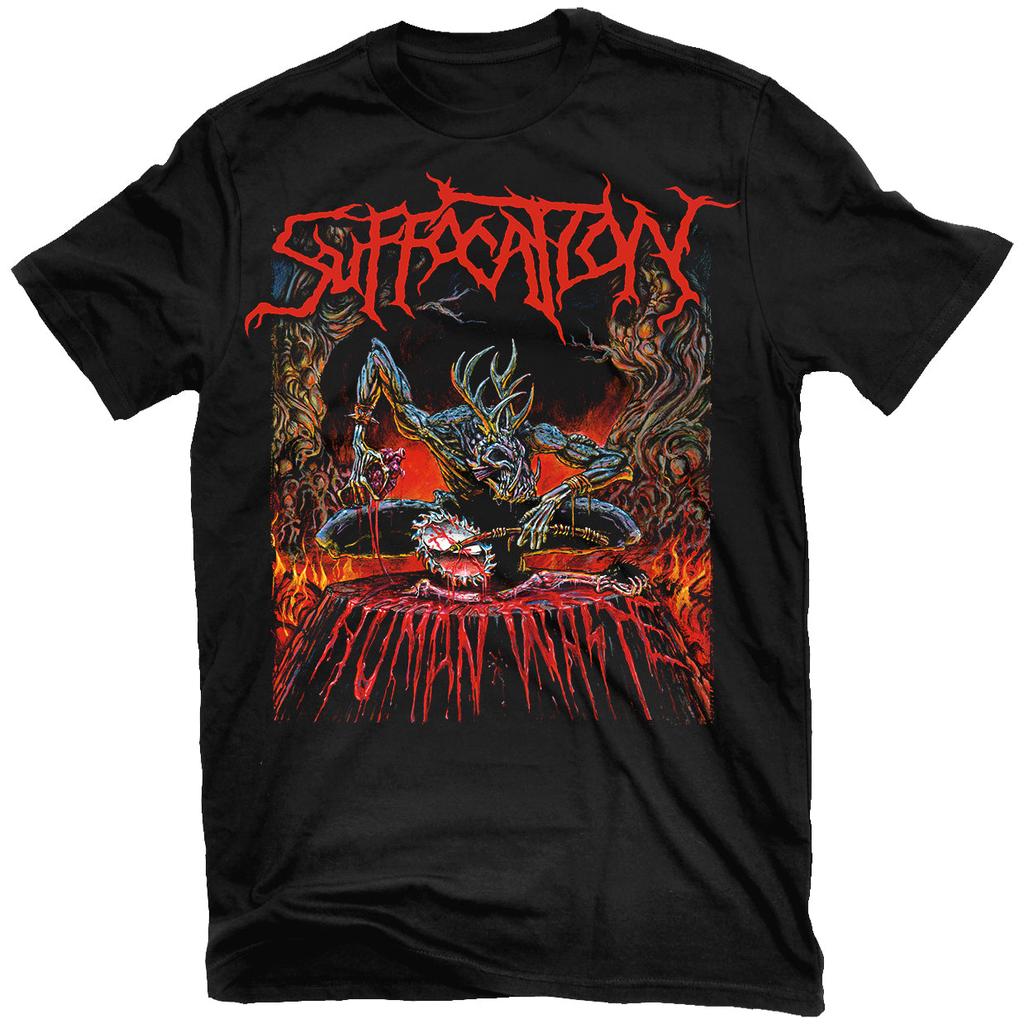 HuUnisex Waste Suffocation Rock Band Graphic Tee Cotton Round Neck Casual Unisex Tshirt Summer Top