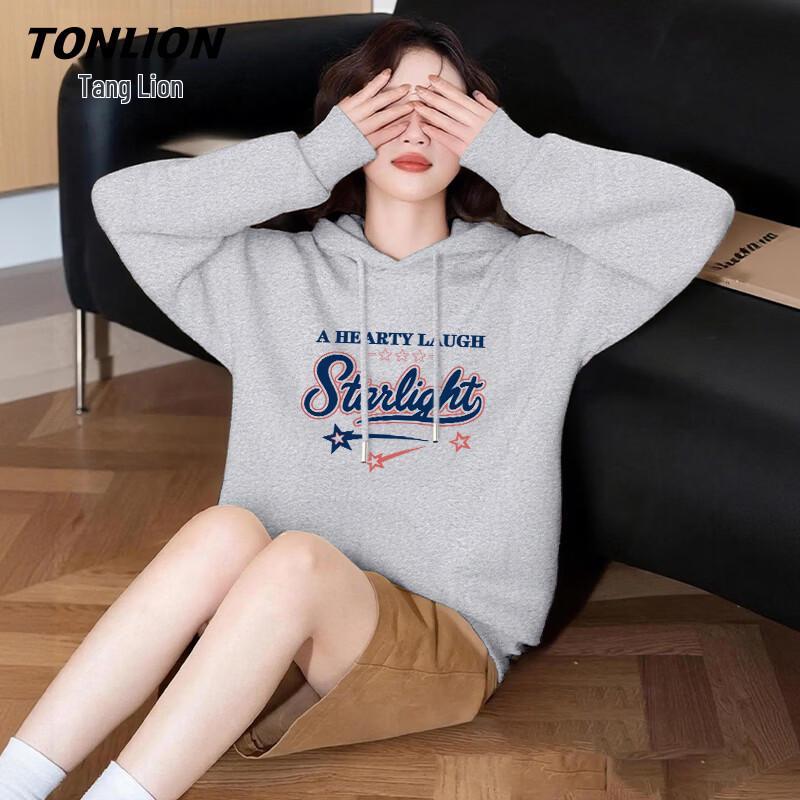 TonLion Women s Trendy Loose Fit Hooded Sweatshirt L