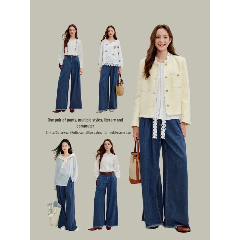 Inman Retro Washed Frayed Wide-Leg High-Waist Jeans