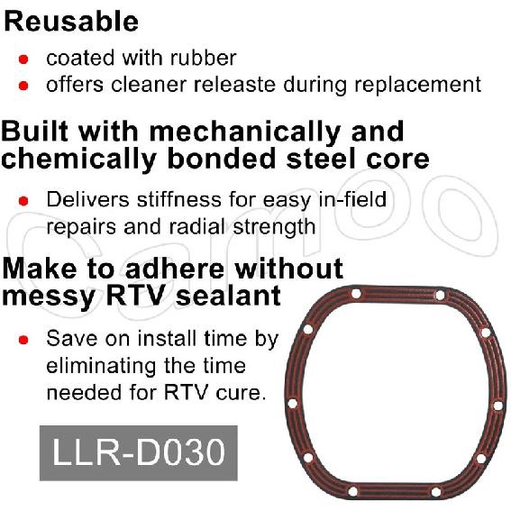 TENG MILE D030 Differential Cover Gasket Rubber Coated Steel Core for Dana 30 Axle for Jeep Wrangler TJ JK KJ Cherokee